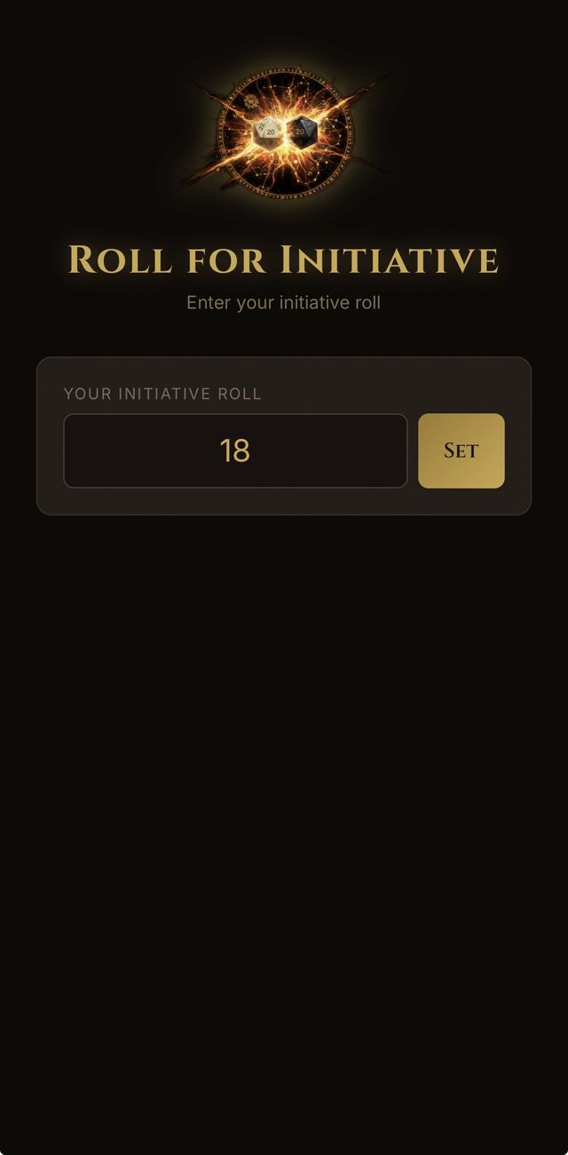 Torch & Turn on a phone asking the player for their initiative roll